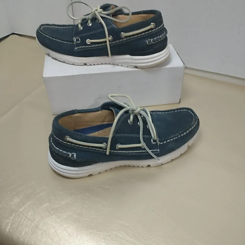 GREATS BROOKLYN MENS SZ 8 CADET BLUE SUEDE LEATHER SNEAKERS BOAT DECK SHOES